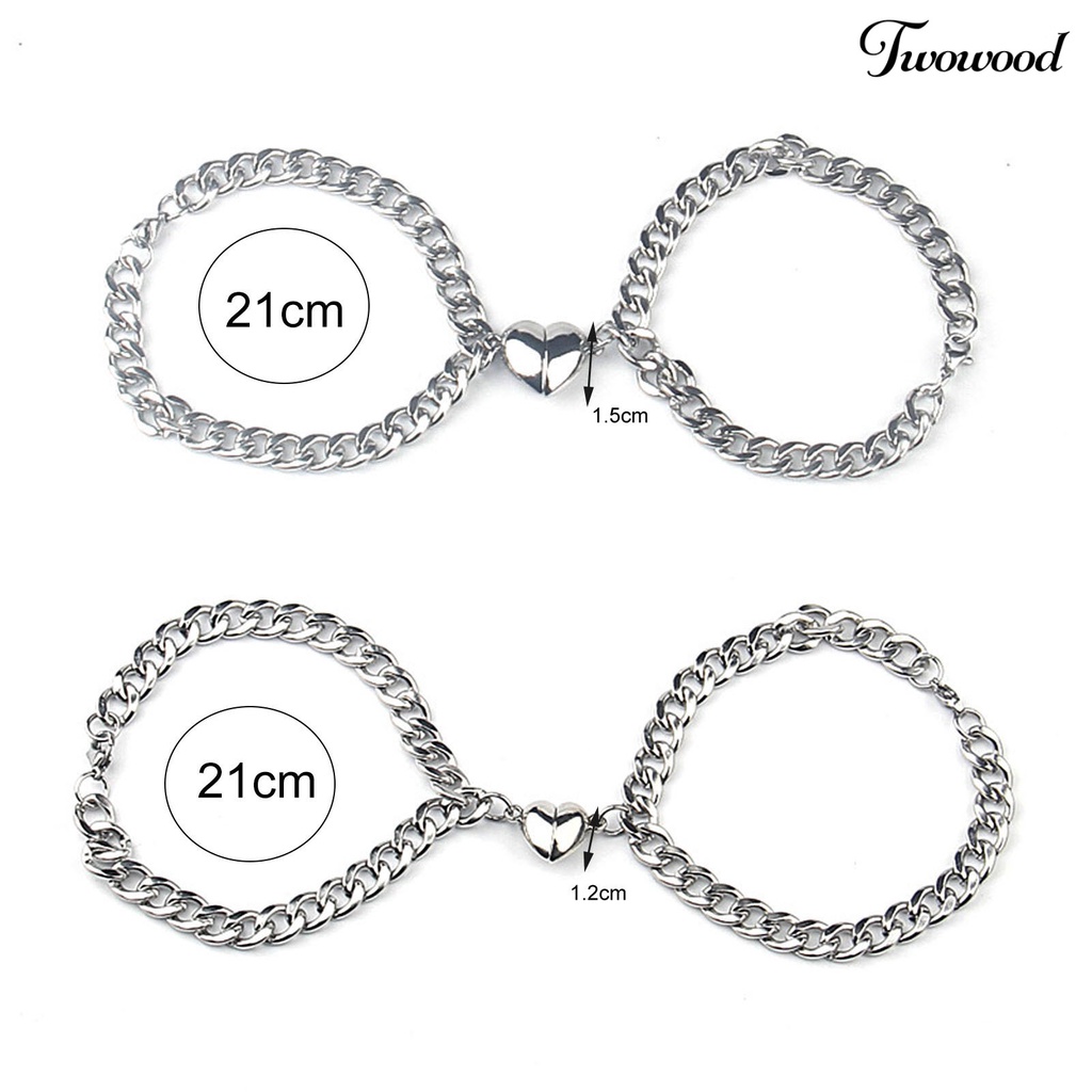 2pcs Gelang Magnetik Adjustable Bahan Stainless Steel Untuk Pesta