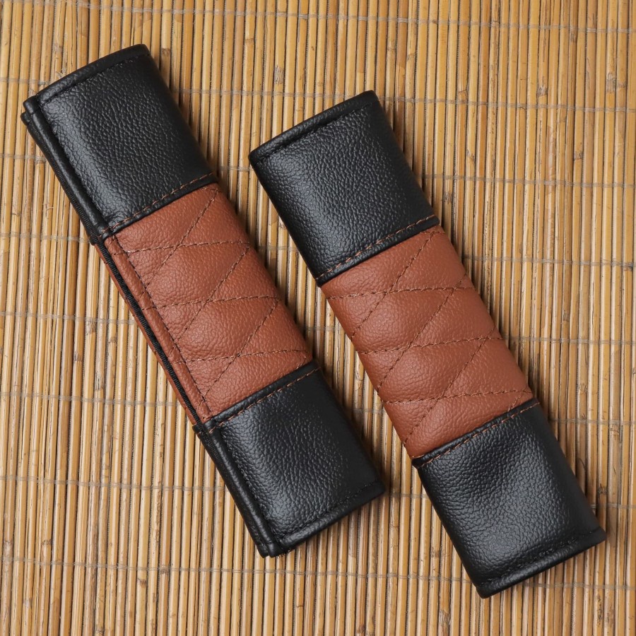 Karlo Cover Seatbelt Premium Mobil Seat Belt Classic Brown Coklat