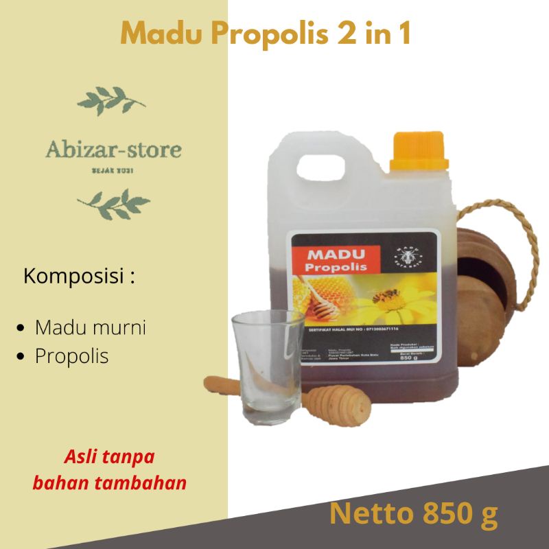

Madu Asli madu murni propolis (madu & propolis) netto 850 gr kemasan jirigen