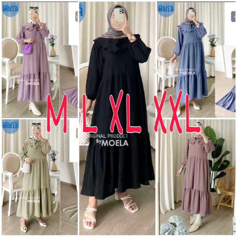 MIDI DRESS Cringkle Airflow polos super jumbo big size fit to XXL LD 120//MIDI dress BUSUI//MIDI dress canda//MIDI rempel