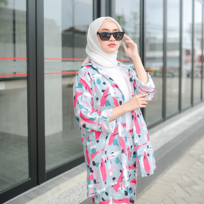 BAJU TIDUR PAJAMAS RAYON VISCOSE KEMEJA KATUN RAYON WANITA KEKINIAN FREE MASKER-1