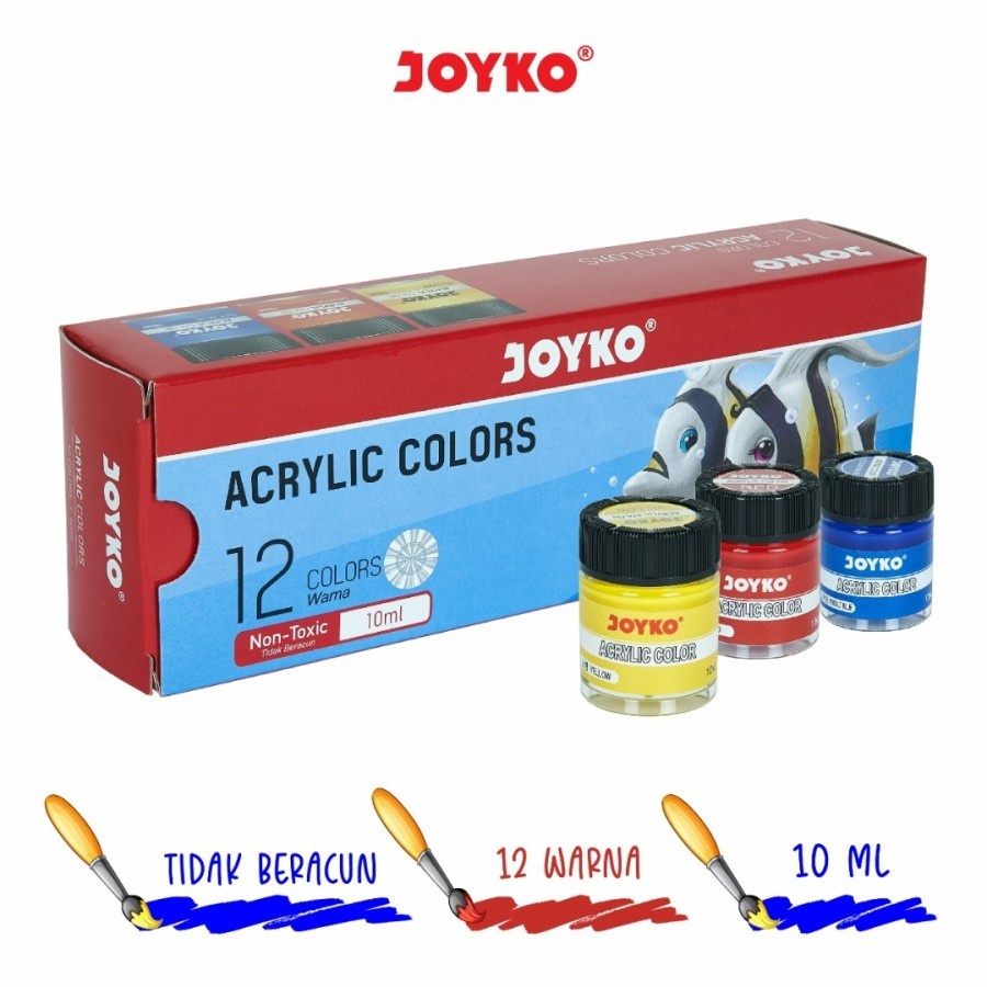 

Acrylic Color Set Cat Aklirik JOYKO 12warna ACC-10ml/Cat Lukis Aklirik