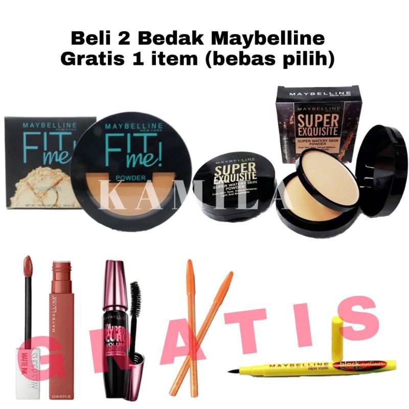 Bedak Maybelline 2in1-bedak Maybelline fitme 2in1-paket kosmetik promo