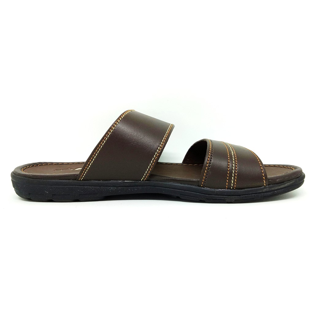 FIURI - Sandal Double Slip On Coklat - Sandal Casual Pria Kulit