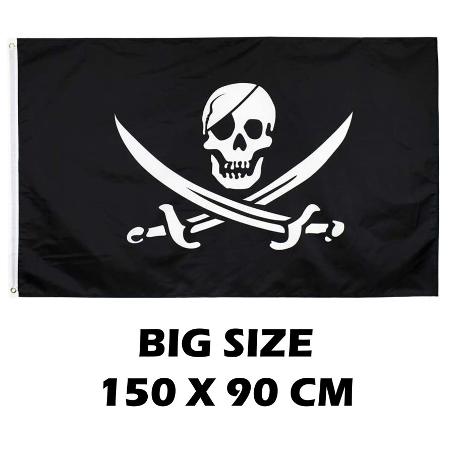 bendera tengkorak bajak laut / pirate skull jolly roger ukuran besar