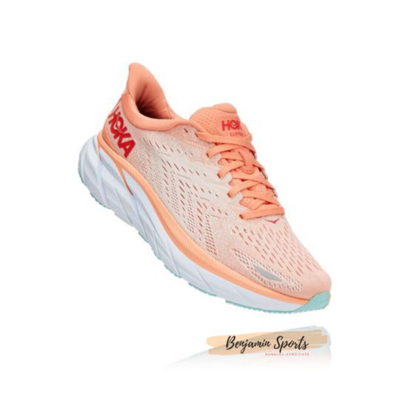 Hoka One One Clifton 8 Women's Road Running Shoes - Cantaloupe / Silver Peony Original
