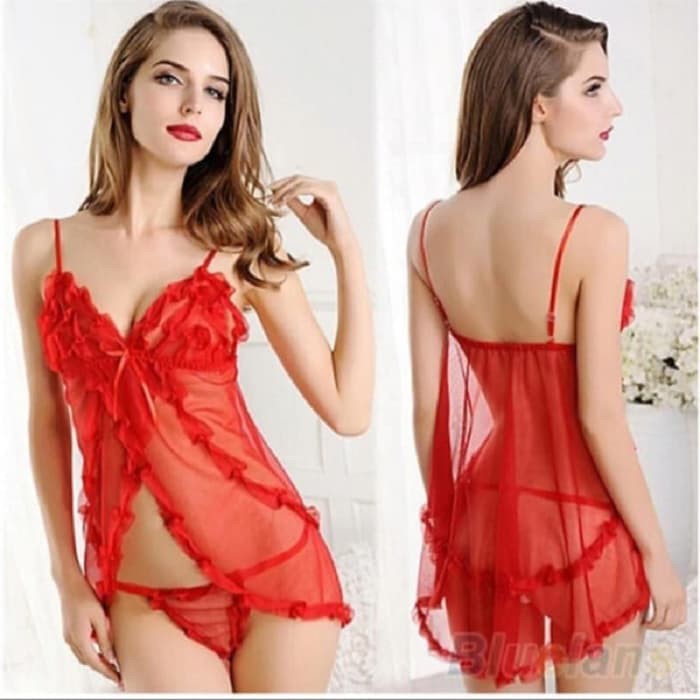 Sexy Lingerie Baju Tidur Transparan Seksi Hitam Merah Ungu Pink Putih