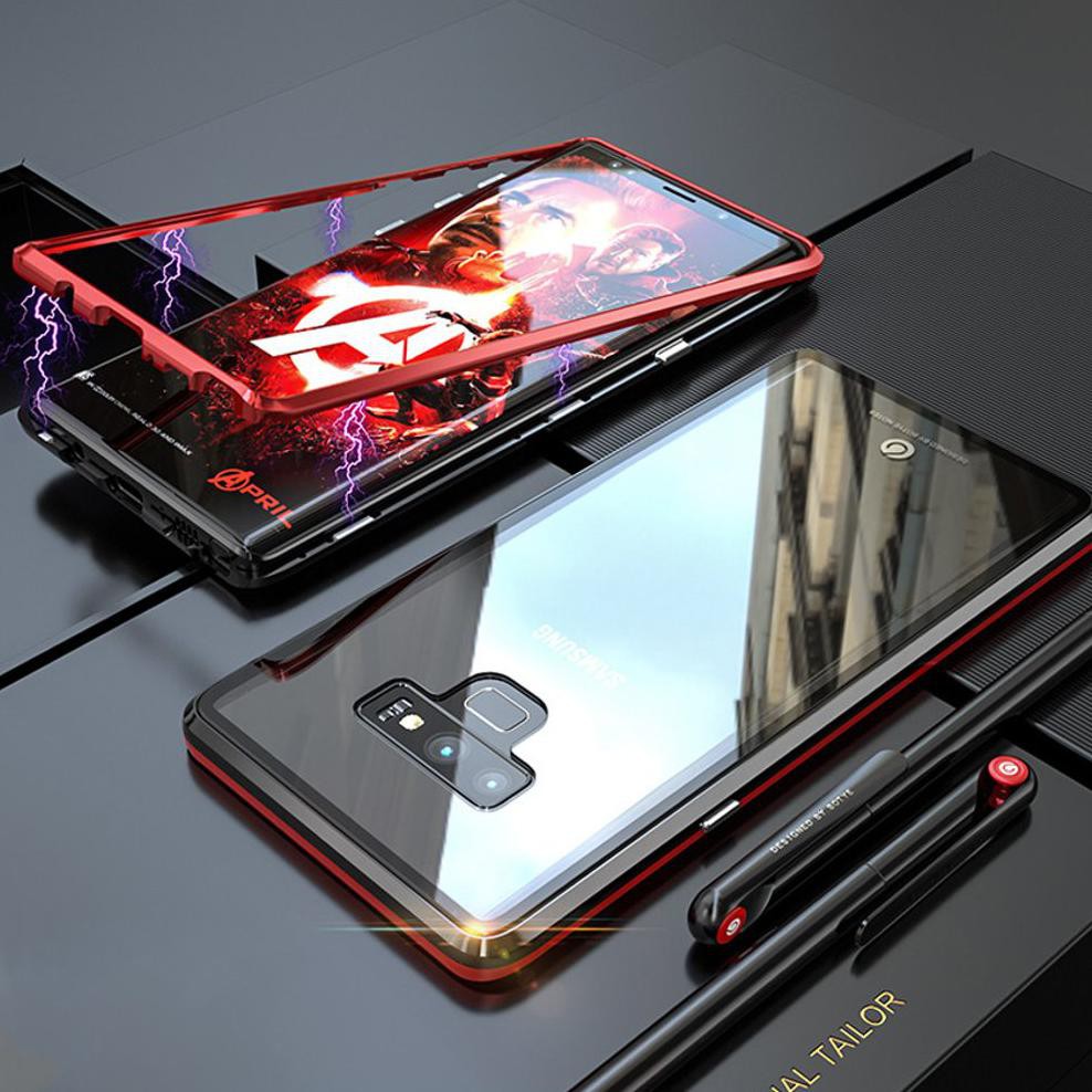 Case Samsung Galaxy Note 9 - Samsung Note 9 Metal Magnet Case With Tempered Glass ,Friska.Olshop2