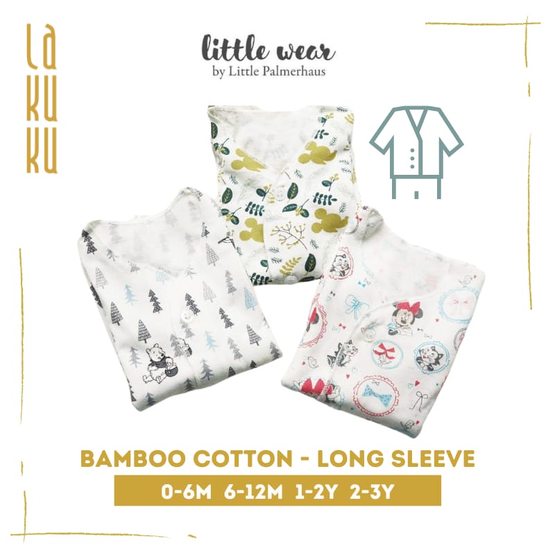 Lakuku - Little Palmerhaus Setelan Baju Piyama lengan panjang anak Bayi Little Wear Button Long Sleeve Bamboo