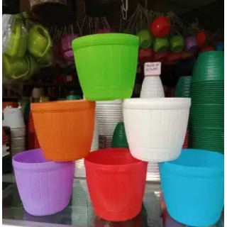 pot bunga warna warni gentong kayu 22-pot plastik gentong 22