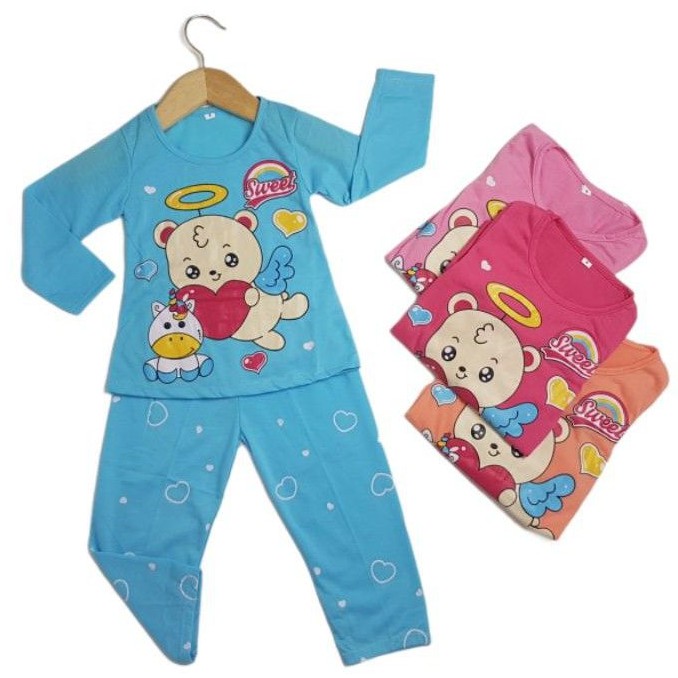 SETELAN SIKUNINH PAKAIAN BAJU ANAK PEREMPUAN 2-7 TAHUN MOTIF BEAR SWEET