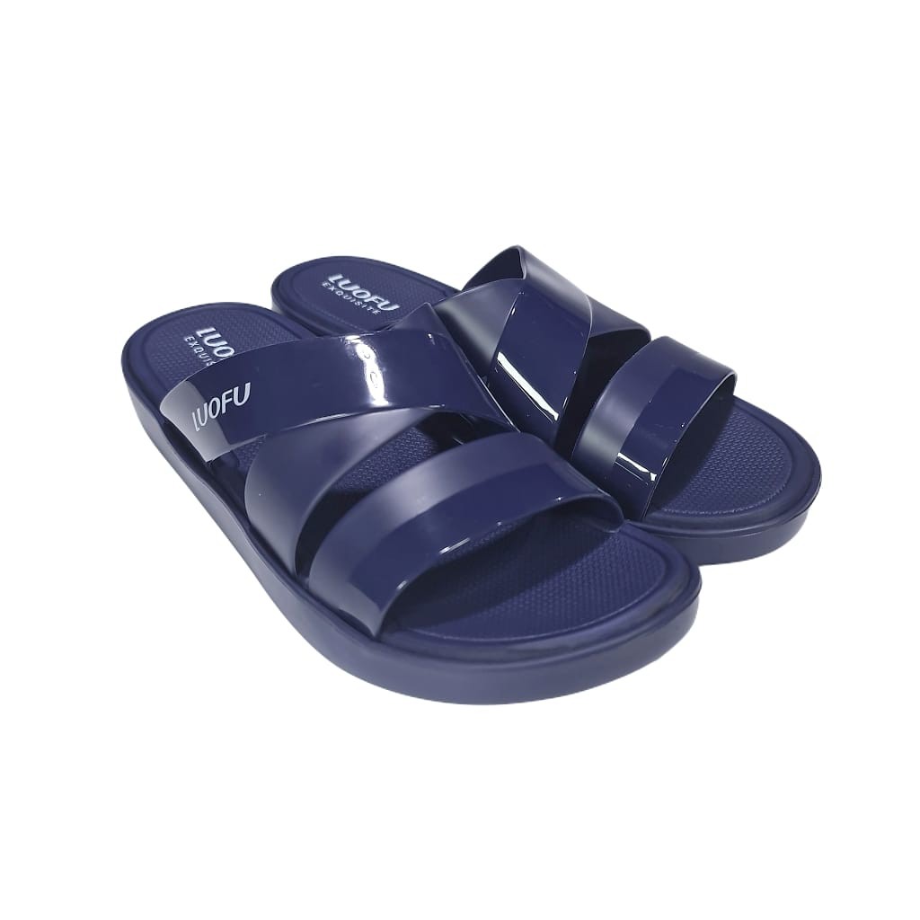 LUOFU ORIGINAL jelly sandal karet empuk murah wanita slop import sendal cewek selop E7185E16