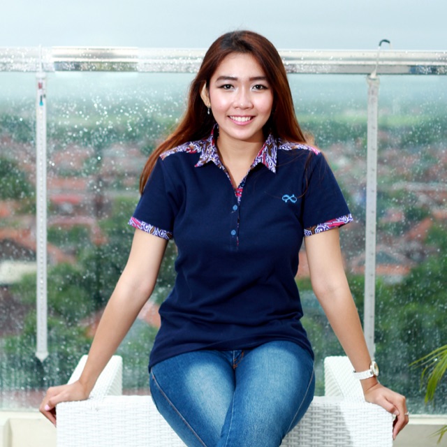 Loyal Kaos Polo Batik Navy Modern Wanita M L XL XXL