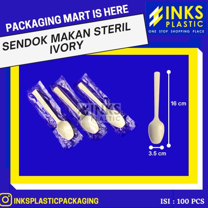 Jual SENDOK MAKAN PLASTIK IVORY STERIL (100 PCS) | Shopee Indonesia