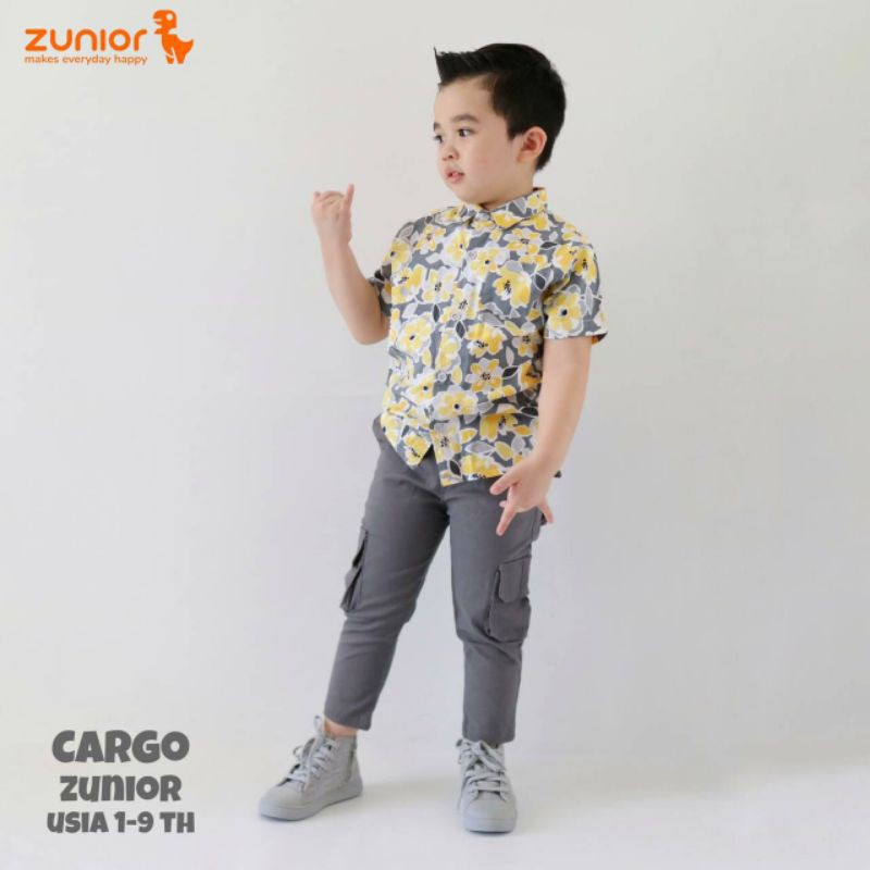 Celana Anak Cargo Anak Zunior Premium Abu-Abu 1-12 Tahun