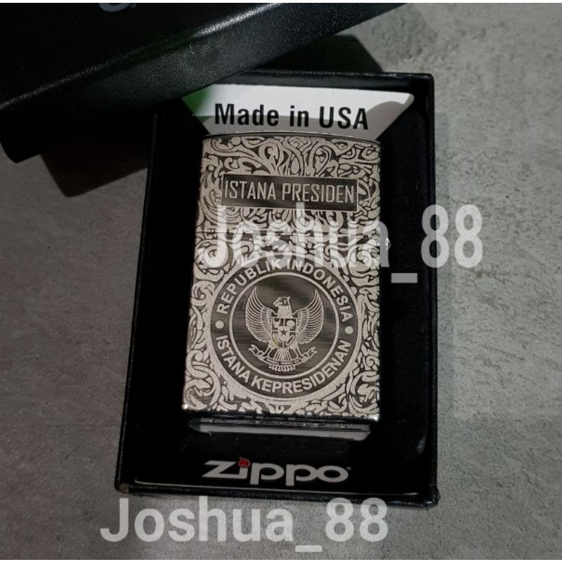Zippo custom ukir Istana Presiden Motif Batik Bisa ukir nama sendiri