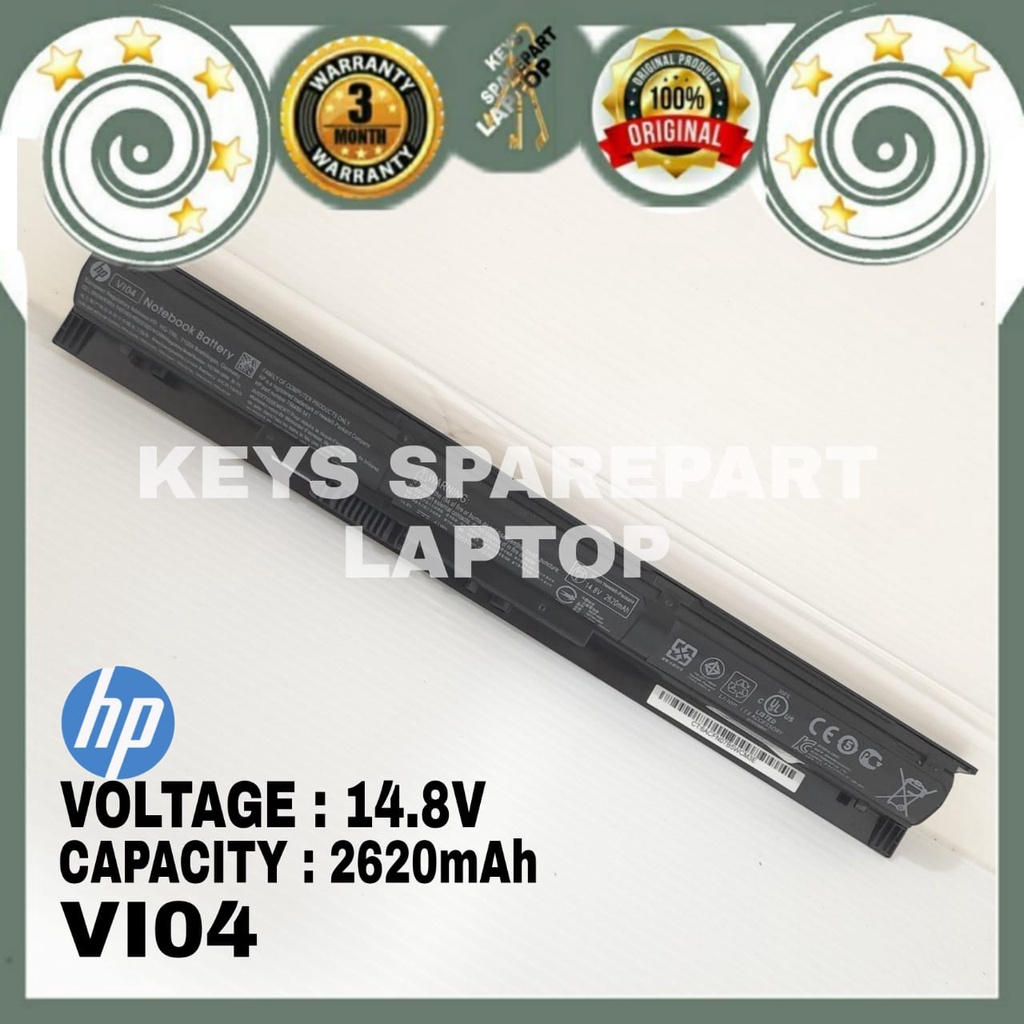 Baterai Battery Batre Original laptop HP VI04 V104 VIO4 V1O4 Series  Probook 440 G2 450 G2 455 G2 HSTNN-LB6K Envy TPN-Q140 Envy 14 14-U211tx 14-u213cl  14-V206TX V039TX V040TX V041TX V042TX V043TX Pavilion 14-V 15-P 17-F Envy 14 15 HSTNN-LB6J -LB6I VL04