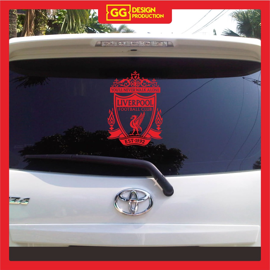 stiker mobil logo bola liverpool untuk kaca mobil belakang | sticker logo bola liverpool untuk kaca 