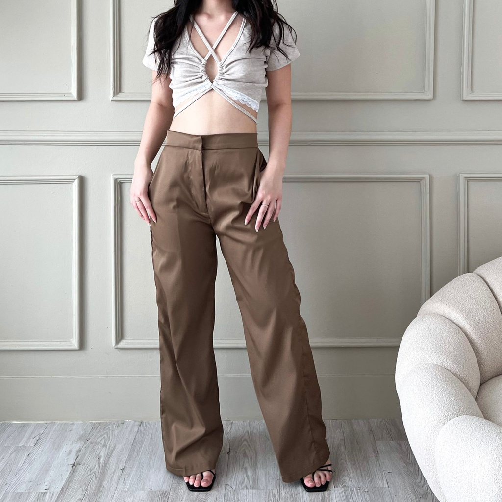 Abby Pants-high waist straight trousers