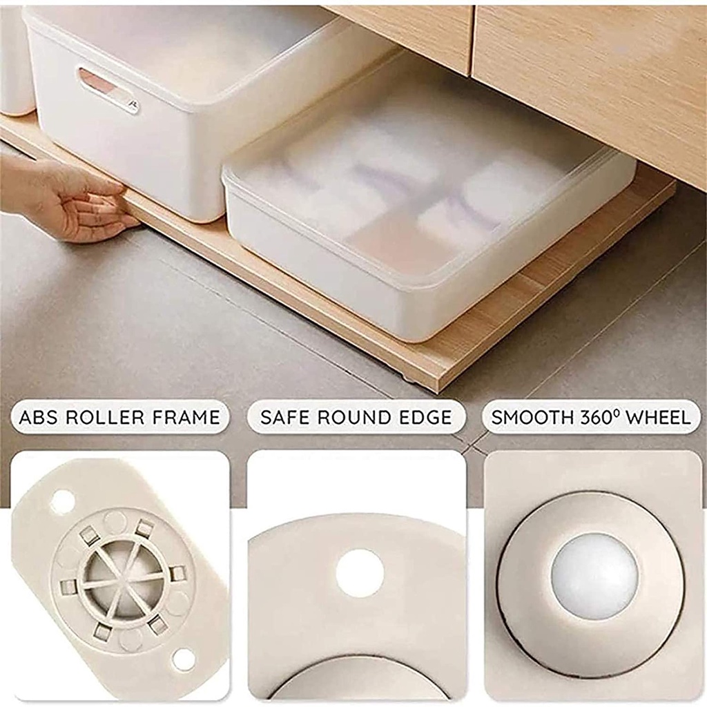 4PCS 360 Degree Rotation Self Adhesive Pulleys/ Free Rotation Universal Type Universal Pulley/Storage Box Rollers  for Bottom Storage Rack, Trash Can/Wear Resistant Load-bearing Caster