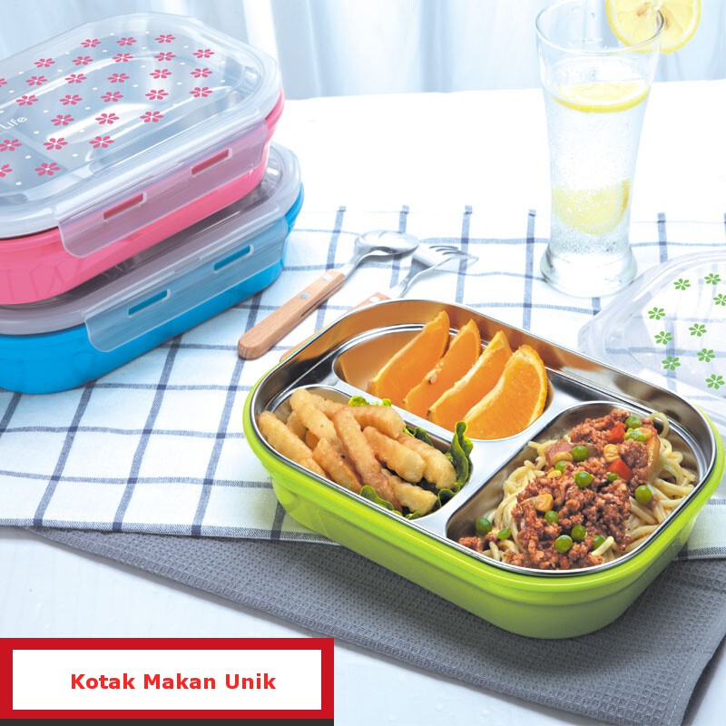 Lunch Box Stainless Sekat 3, Lunch Box Stainless Surabaya