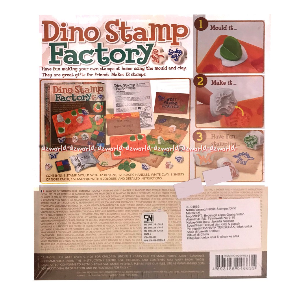 4M Dino Stamp Factory Kit DIY Mainan Membuat Stempel Dinosaurus Dari Tanah Liat