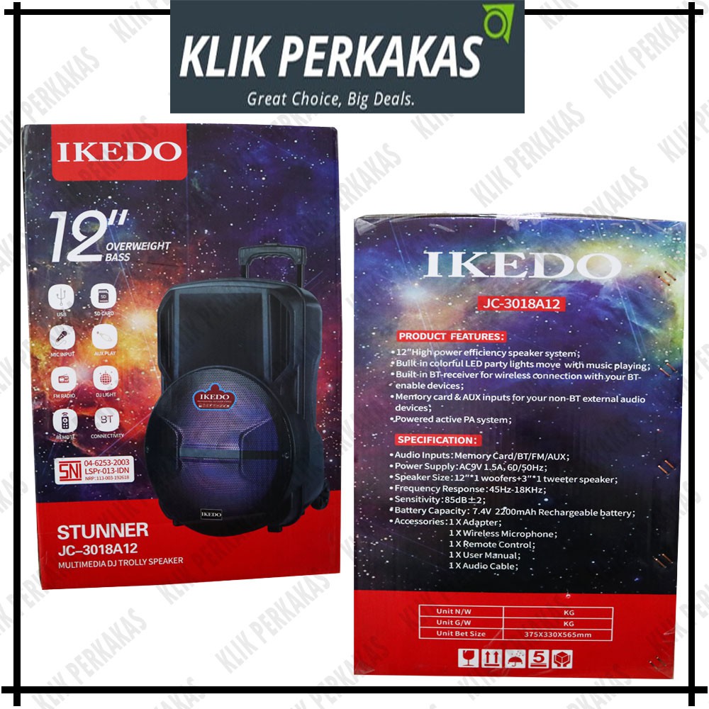 IKEDO ACTIVE SPEAKER SPEKER AKTIF 12inch
