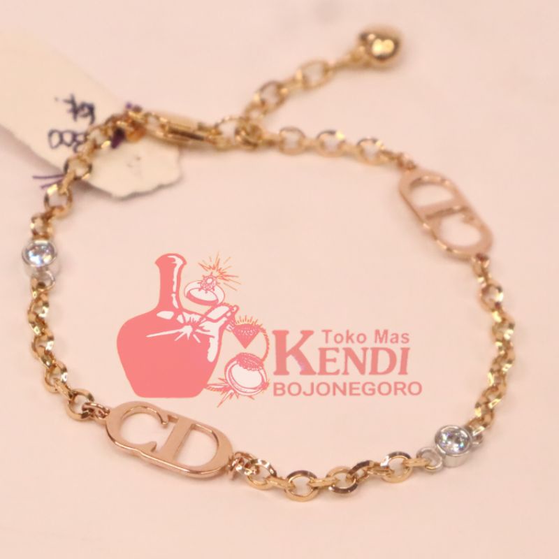 Gelang Emas Bracelet Gold HWT Christian Dior  CD variasi emas putih