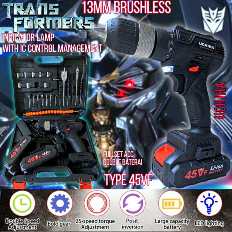PROMO SALE bor tangan tanpa kabel baterai cordless 45volt merk uchiha japan quality power full