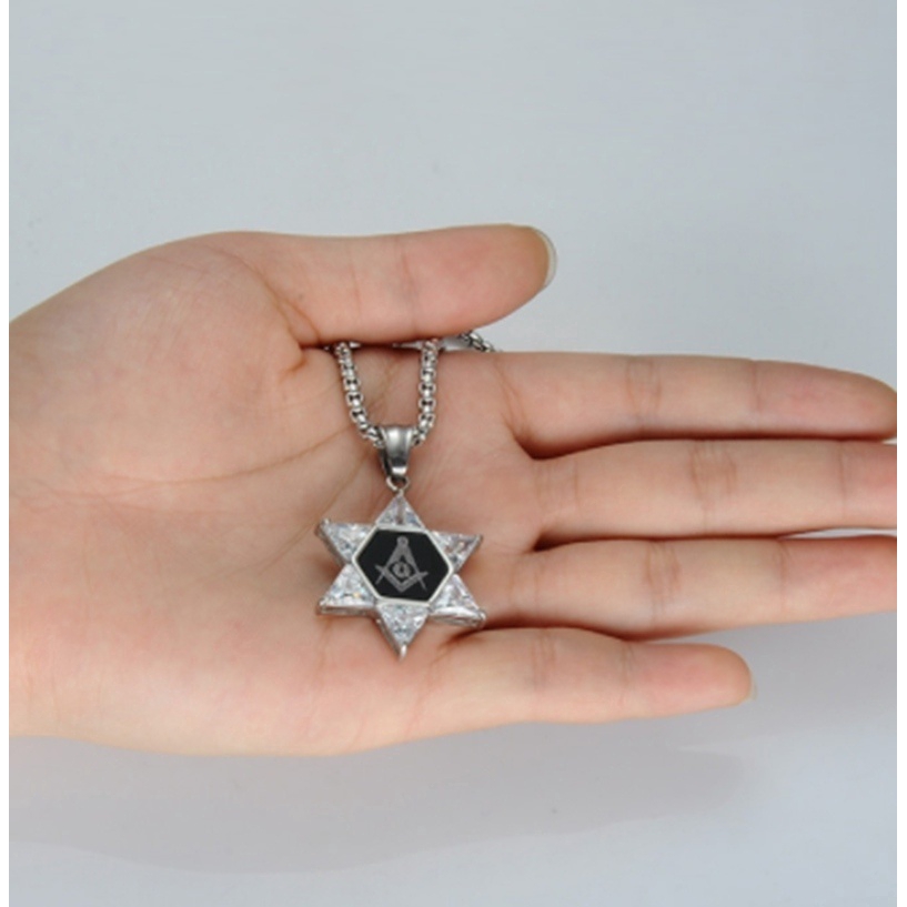 Kalung Rantai Liontin masonic masonic Bahan Stainless Steel Warna Gold untuk Pria