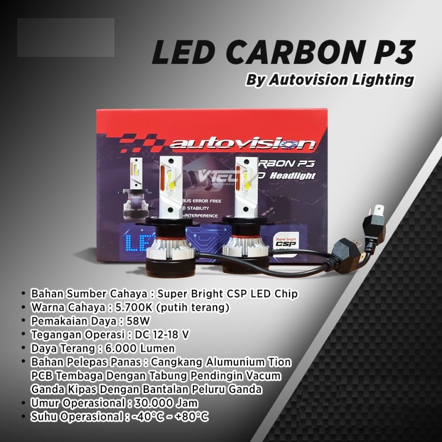 LED Carbon P3 Autovision 58 Watt H11 HB3