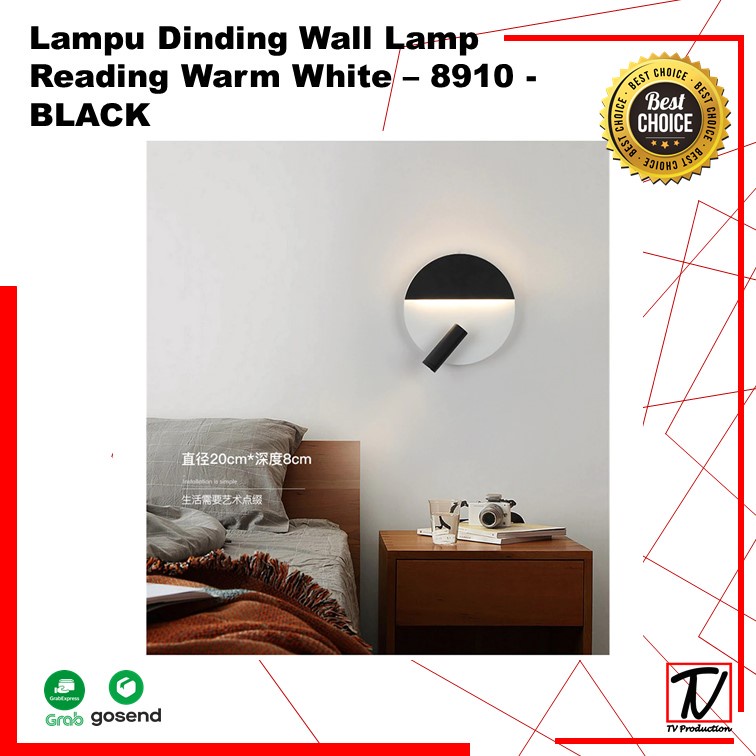 Lampu Dinding Wall Lamp Reading Warm White - Black