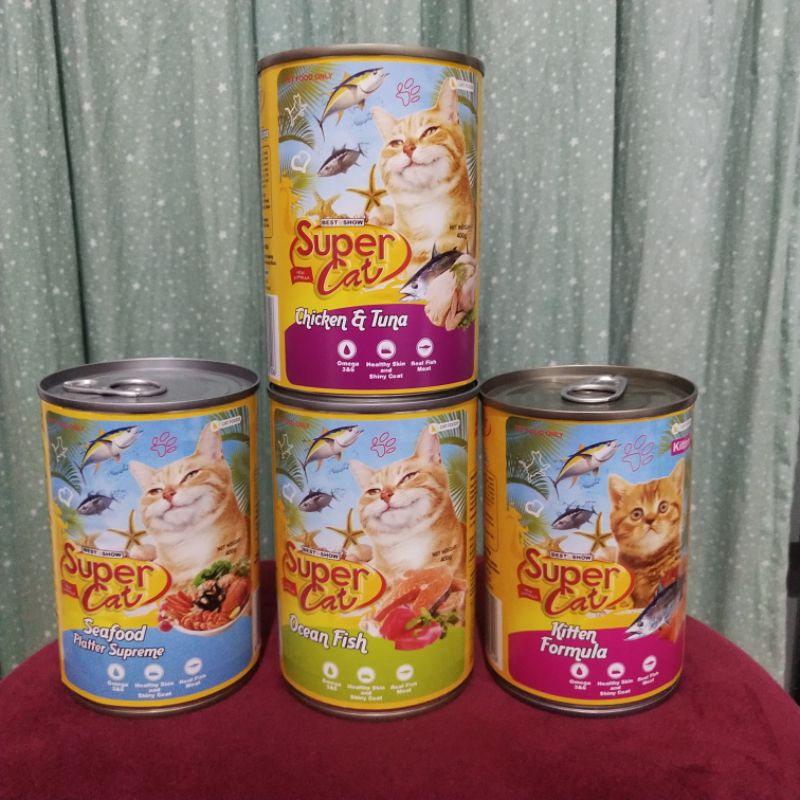 Super Cat 400gr / Cat Wet Food for Adult, Kitten and Baby Kitten / Makanan Kucing Kalengan / Tuna , Chicken, Salmon