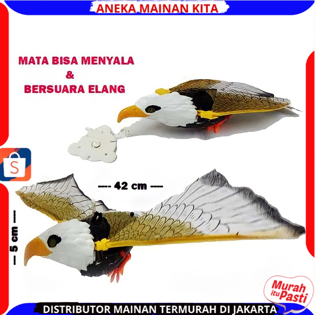 Mainan Anak Burung Elang Terbang Gantung Pakai Baterai Ada Suara Dan Mata Menyala