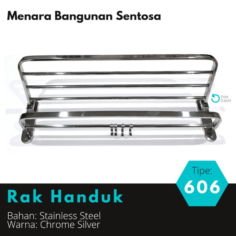 Gantungan Rak Handuk Stainless 606 Lipat - Rack Hanger Baju Kamar Mandi