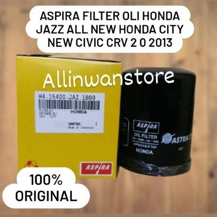 ASPIRA Filter Oli Honda Jazz All New Honda City New Civic CRV 2 0 2013