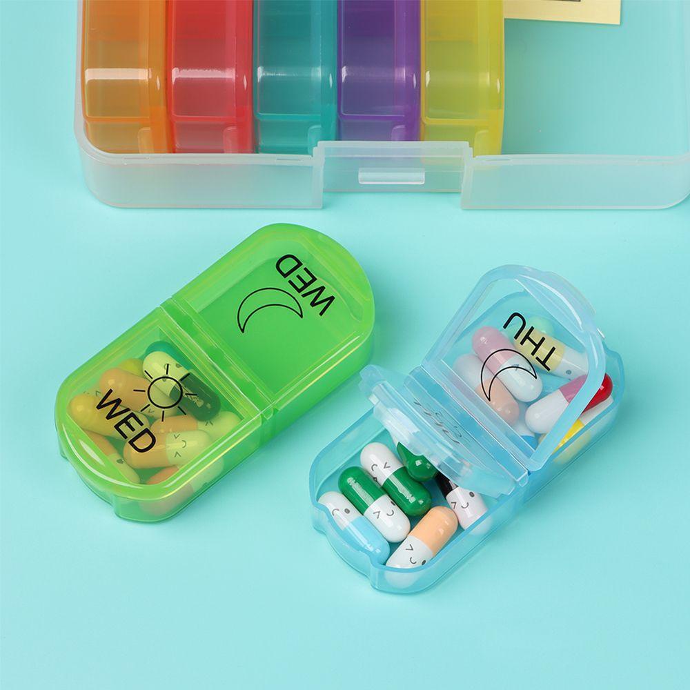 Suyo Pill Box Plastik Warna Pelangi 7hari AM PM Dispenser Obat