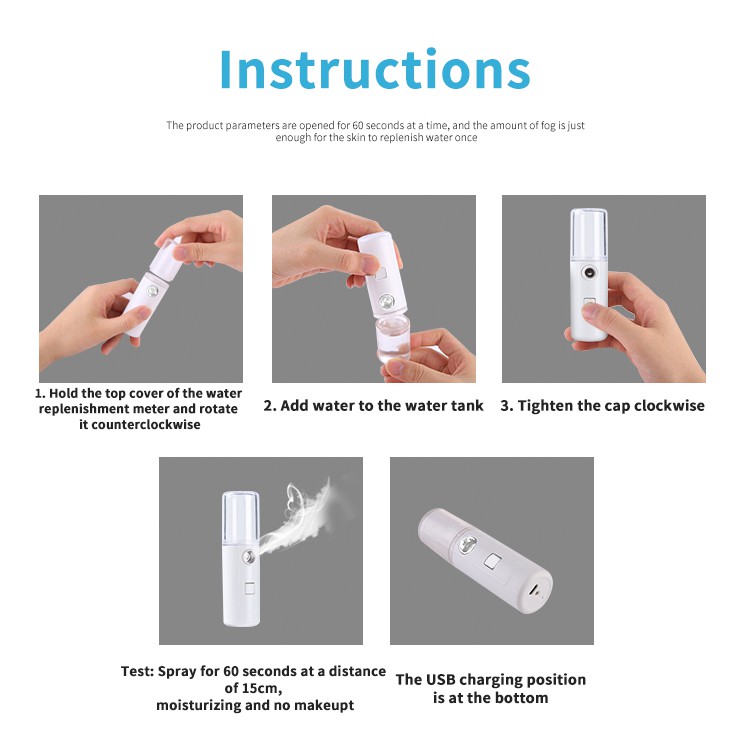 Nano Spray Water Replenishing Instrument Face Moisturizer Sprayer Portable Humidifier Skin Care Spa