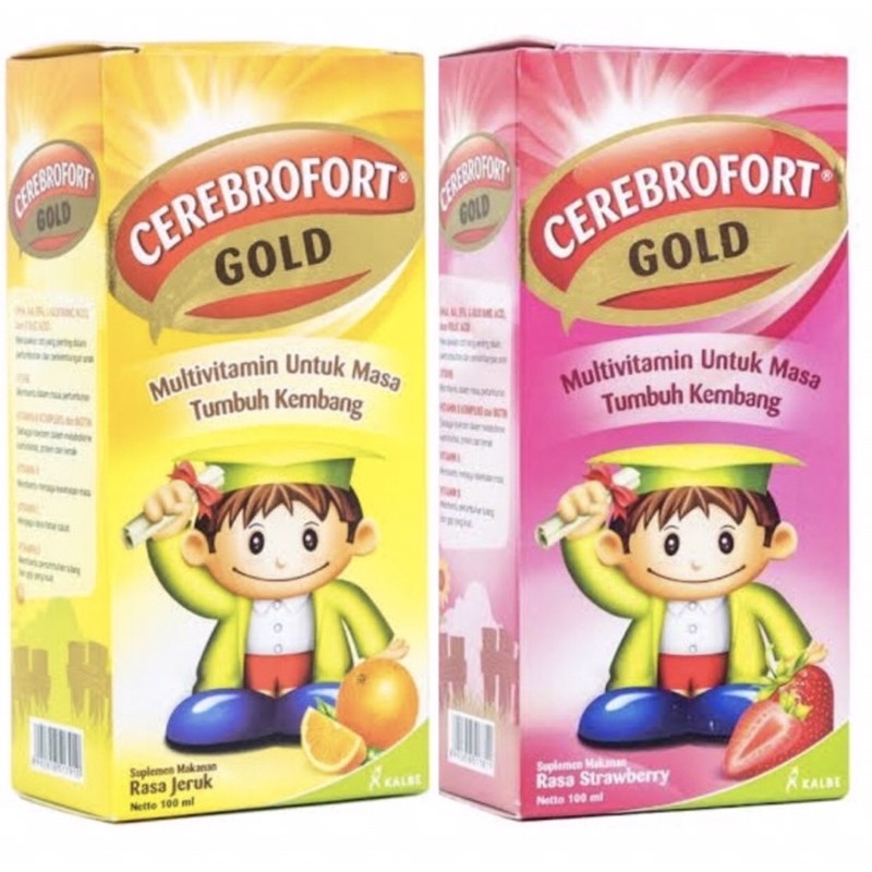 Cerebrofort gold 100 ml strawberry | jeruk ( meningkatkan kecerdasan anak )