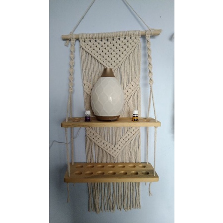 READY STOK) macrame rak kayu A / rak buku/ macrame ambalan/ Dekorasi rumah