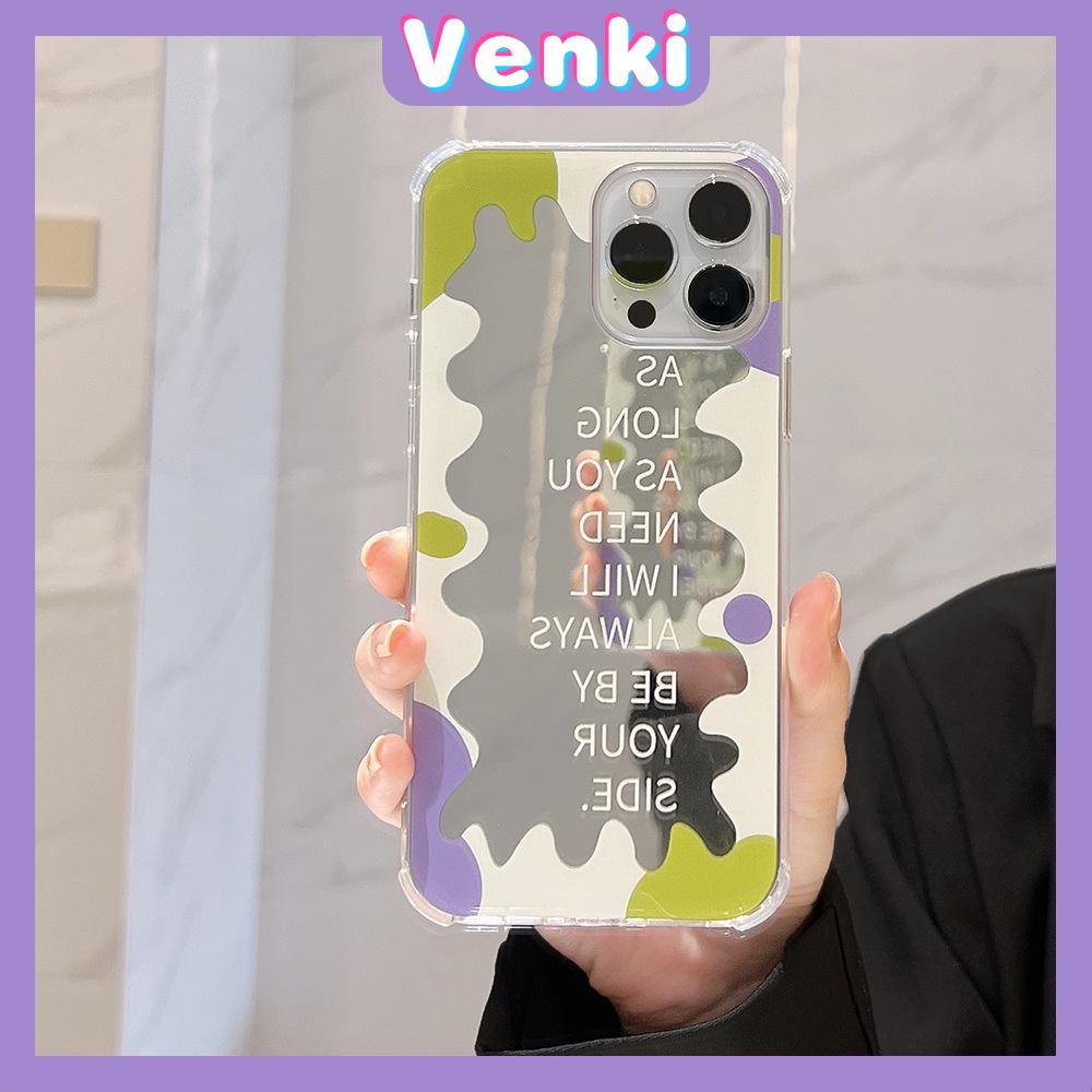 iPhone Case Luxury Acrylic Mirror Airbag Shockproof Protection Camera Wave Pattern English Simple Compatible For iPhone 11 Pro Max 13 Pro Max 12 Pro Max 7Plus XS Max