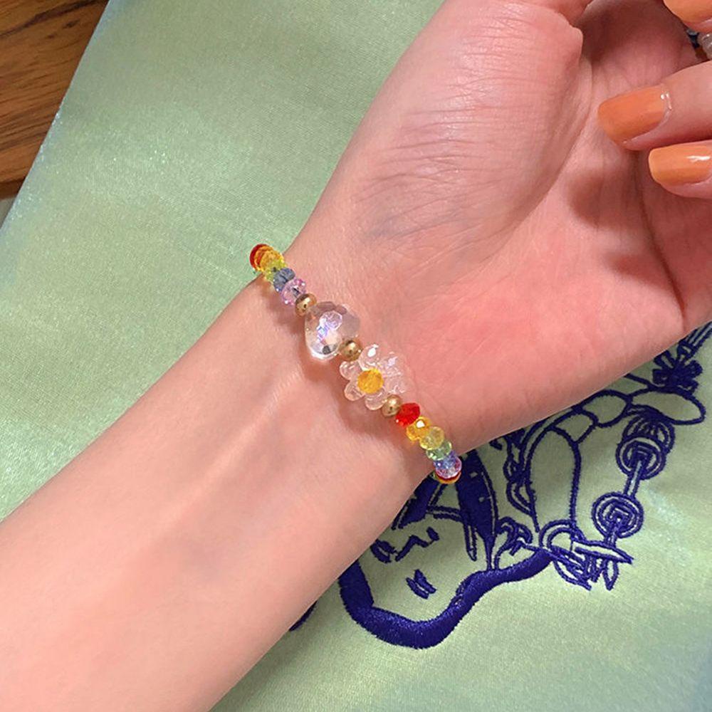 Mxbeauty Gelang Wanita Elegan Peri Tangan Rantai Bunga Kreatif Warna-Warni Fashion Perhiasan
