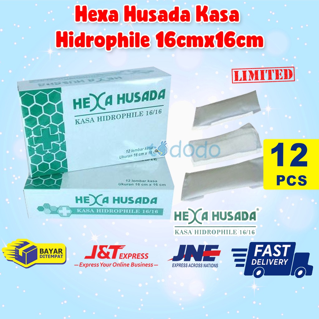 Hexa Husada Kasa Steril Hidrofil isi 12 Lembar - Kasa Steril - Kain Kasa