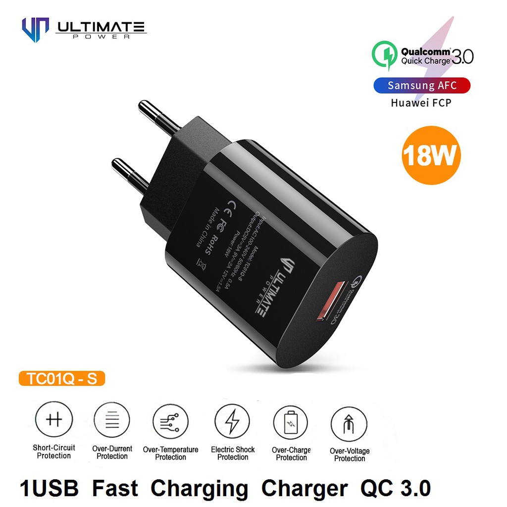 Kepala Charger Fast Charging Charger QC 3.0 Ultimate Power TC01Q-S 1USB Original100%