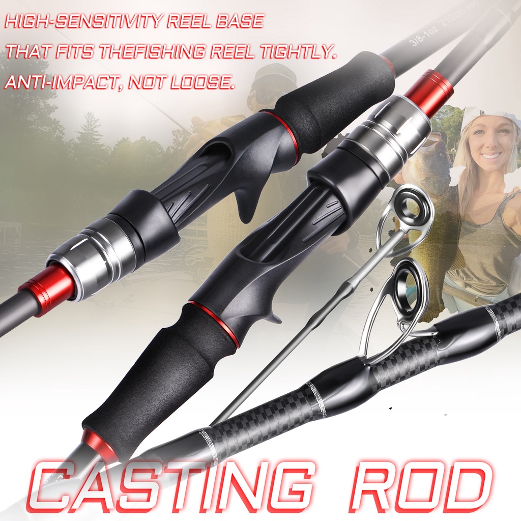 Sougayilang Spinning Casting Fishing Rod 1.8m/2.1m Carbon Fiber EVA Handle Fishing Rod Line Wt 10-20LB Pancing Kuat