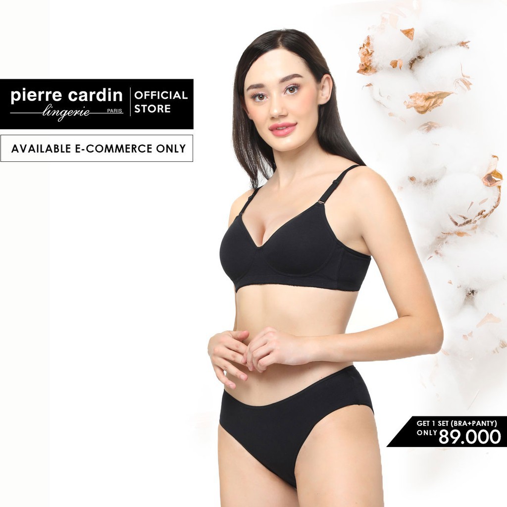 Terbaru  Bra dan Panty ( Celana Dalam ) Pierre Cardin Natural Cotton Set 607-60003B Lembut dan