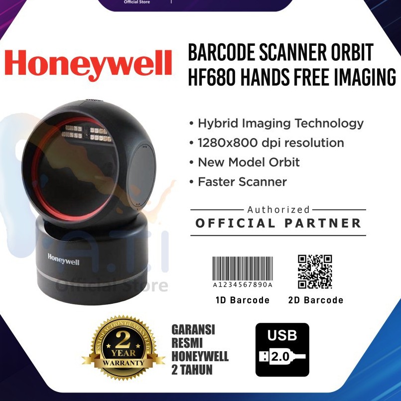 SCANNER BARCODE HONEYWELL HF680 - HF 680 FREE HAND IMAGING 2D