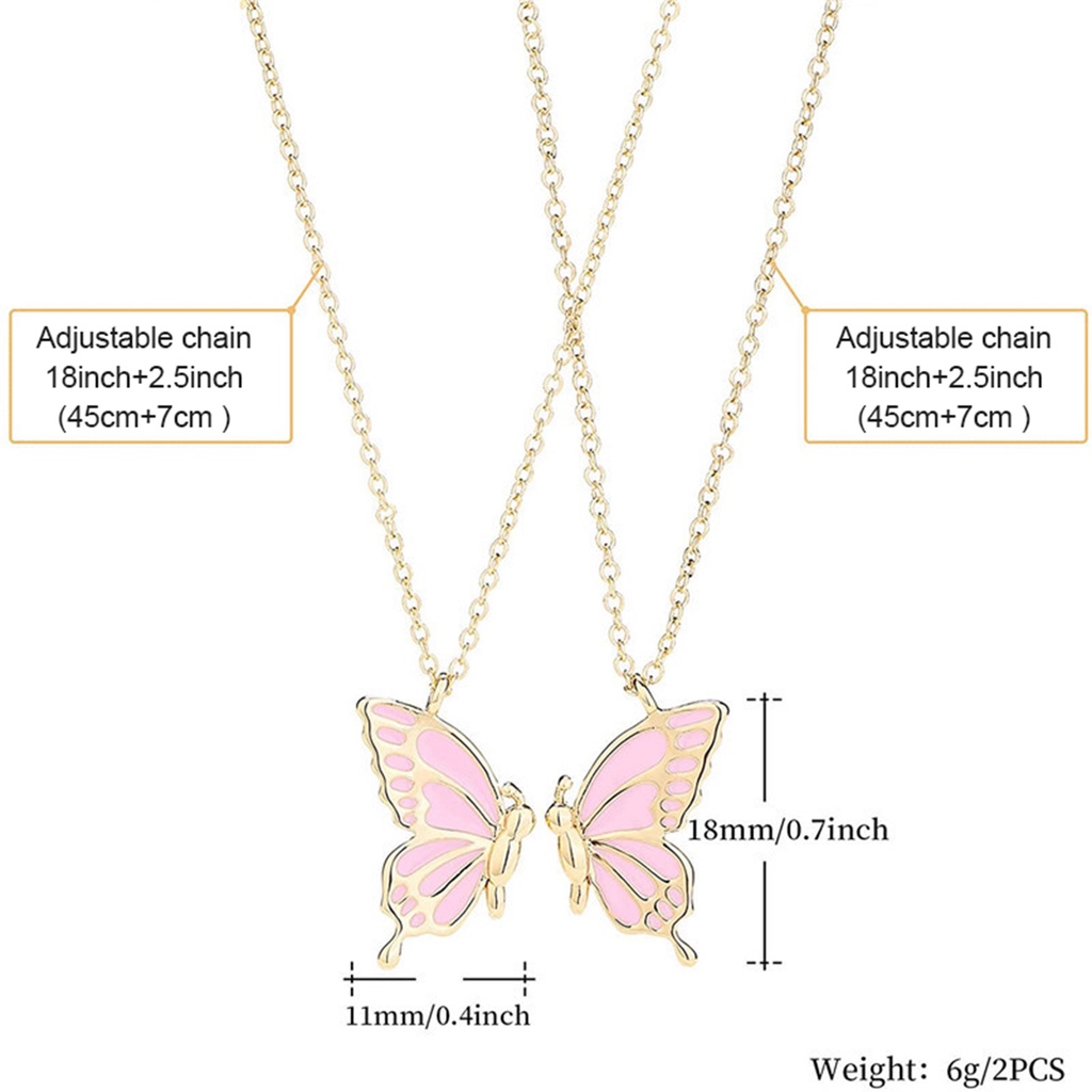 2pcs / Set Kalung Rantai Klavikula Desain Butterfly Untuk Wanita