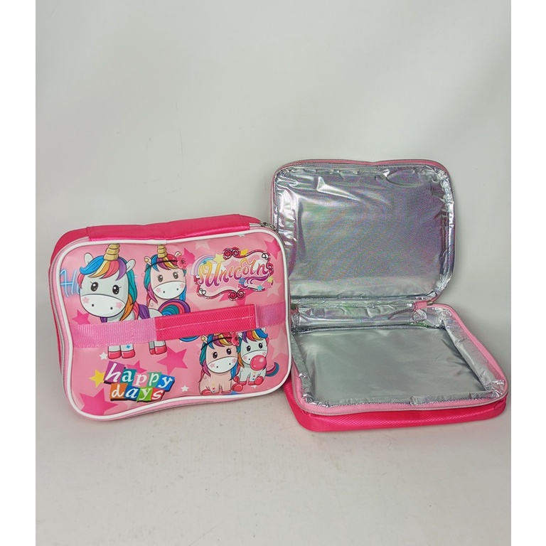 TAS BEKAL ANAK  KARAKTER TEMPAT BEKAL ANAK CEWEK COWOK LUNCH BOX INSULATED ALUMINIUM FOIL PENGHANGAT MAKANAN