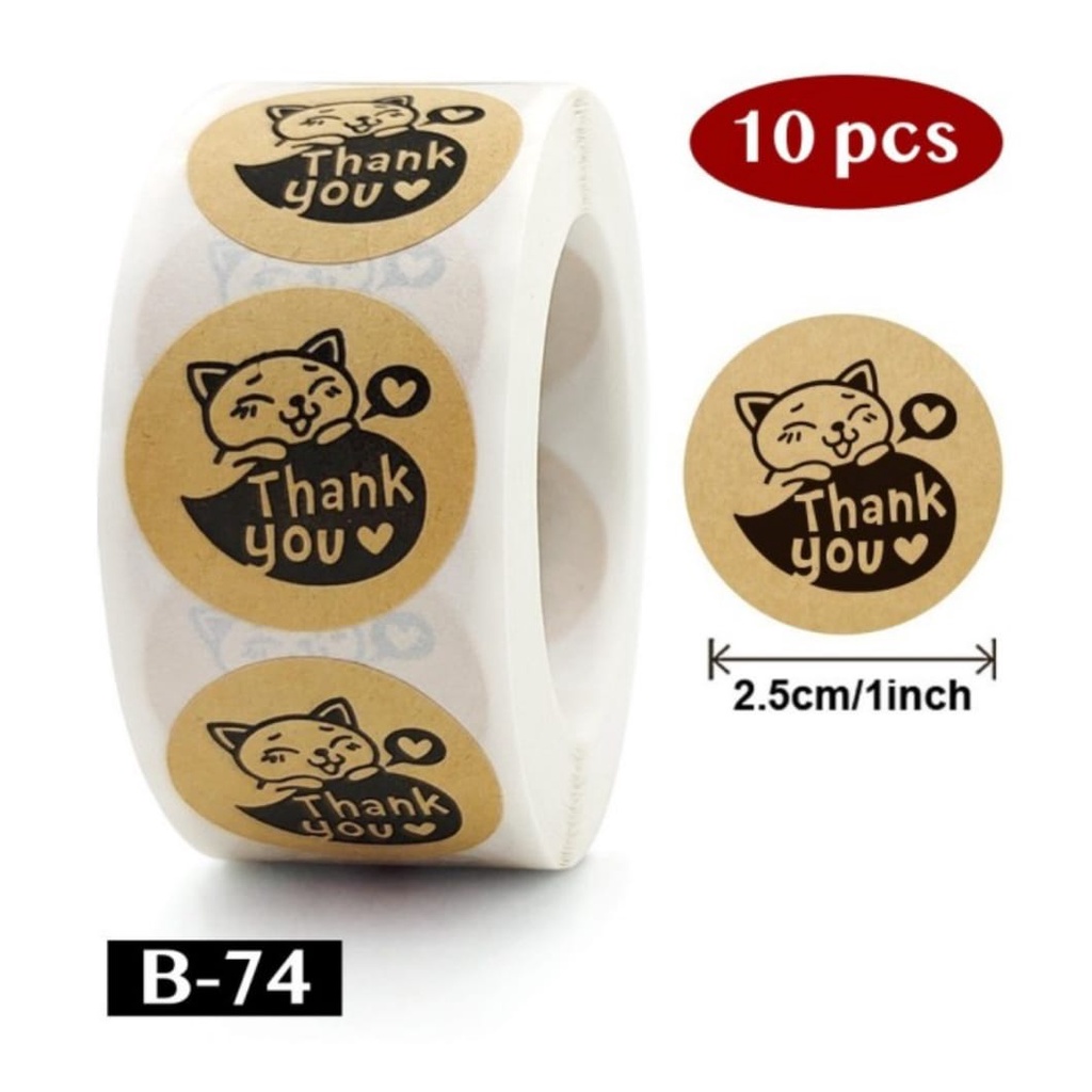 

10 Lembar Sticker thank you Warna Coklat